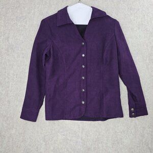 Croft & Barrow Womens Purple Button-Up Jacket Size S Polyester